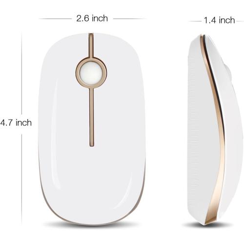 VssoPlor Wireless Mouse, 2.4G Slim Computer Laptop Mouse, White and Gold