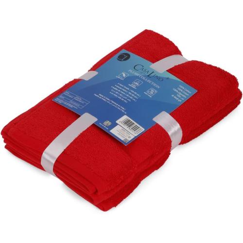 CASALINO Plush Collection Towel Set, Premium Quality 100% Pure Cotton, Highly Absorbent, Super Soft, Soft and Plush, (6 PCS Hand Towel Set, Red)