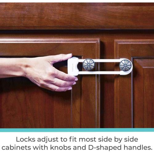 Toddleroo by North States - Sliding Cabinet Locks for Baby Proofing: Child Proof Cabinet Locks - 3 Pack - White