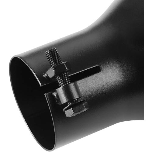 A-KARCK Exhaust Tip 2.5 Inch Inlet, 2.5 Inlet 4 Outlet 12 Long Black Coated Finish Muffler Tip For Truck Tailpipe, Stainless Steel Rolled Edge