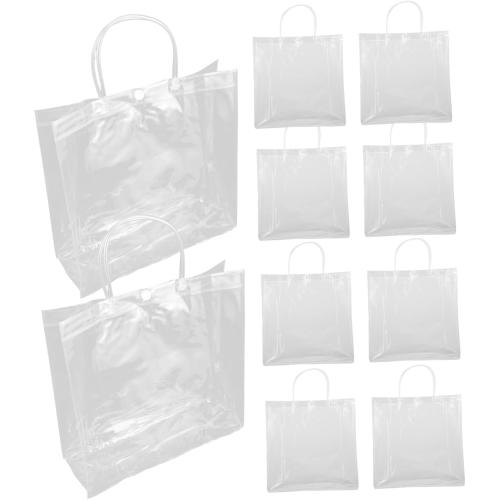 WATIIFUFU 10pcs Pvc Handheld Tote Bags for Weddings Parties and Grocery Shopping Portable Bags Ample Capacity and Elegant Design