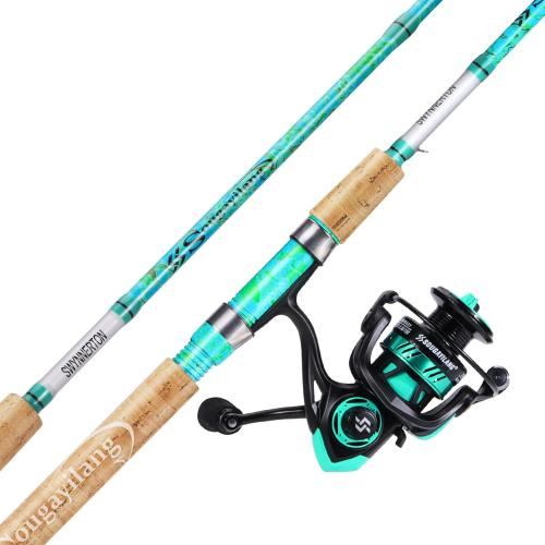Sougayilang Fishing Rod and Reel Combo, 2-Piece 5-Foot 6-Inch Graphite & Fiberglass Rod, Durable and Strong, Quickset Anti-Reverse Fishing Reel (1Pack/2Pack)