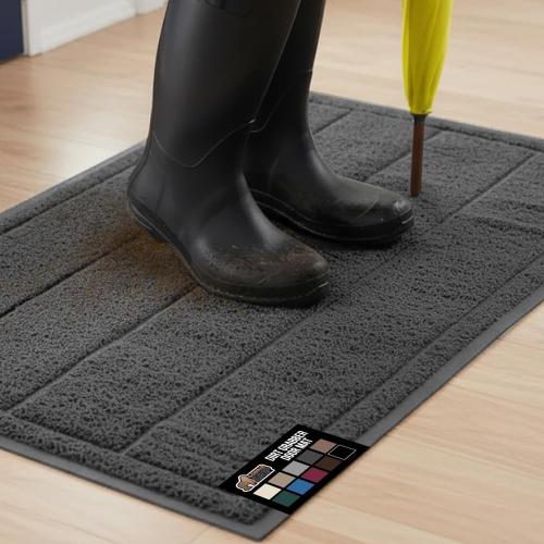 GORILLA GRIP Dirt Grabber Door Mat Durable Mesh for Indoor Outdoor Use | Front Door Mat Outside Entrance, 35X23, Heavy Duty Dirt Trapper, High Traffic Mud Scraper, Low Profile Welcome Mat, Dark Gray