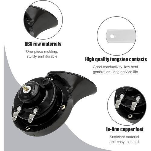 Augeny 300DB Super Loud Car Horn, 12V Waterproof Car Air Electric Snail Horn, Universal Accessories for Car, Motorcycle, Truck, Bike, Boat (Black TZ-101, 1 PCS)