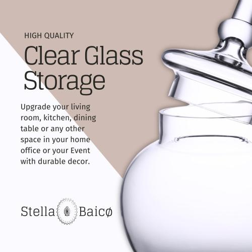 Large Glass Apothecary Jars with Lid, Clear Glass Candy Jar for Candy Buffet, Decorative Glass Jar for Party, Wedding and Home Decor, Elegant Glass Candy Canister (Height: 15, Diameter: 6.3)