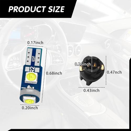 74 Led Bulb Dash Lights Super Bright, T5 37 74 LED Bulb with Twist Lock Socket PC74 PC37,Dashboard Lights, Instrument Cluster Bulbs Kits,Pack of 20 (White)