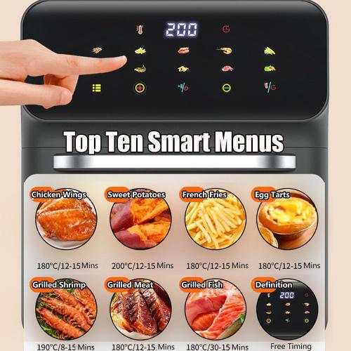 Bluebow Air Fryer 12QT Convection Oven with 10-in-1 Multi Function, Visible Window and Touchscreen, Black