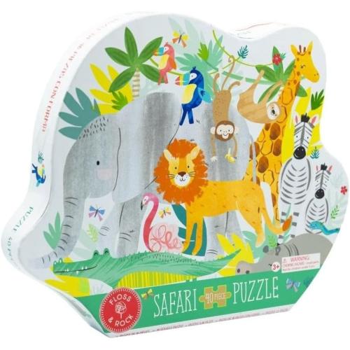 Floss & Rock 42P6330 Jungle Elephant Shaped Jigsaw with Shaped Box, 40-Piece Set