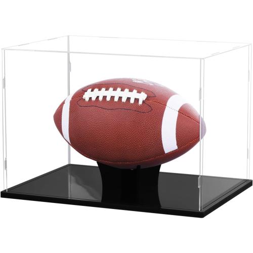 Football Display Case Full Size, Acrylic Clear Box with Stand, UV Protected Memorabilia Holder, for Autographed Football Fans & Collectors, Sports Collectibles