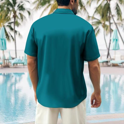 Men's Funny Hawaiian Shirts Pig BBQ Printed Short Sleeve Button-Up Bowling Shirt Regular Fit Casual Aloha Beach Tops