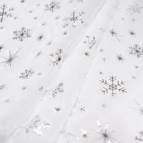 Christmas Tree Skirt Decoration 15 Mini Plush White Faux Fur with Silvery Sequin Snowflake Xmas Tree Skirt Deco for Merry Christmas Party Holiday Deco