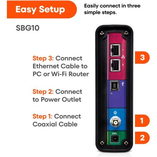 ARRIS (SBG10) - Cable Modem Router Combo - DOCSIS 3.0 16 x 4 Gigabit & AC1600 WiFi, For Comcast Xfinity, Cox, check with ISP for compatibility [Not for Spectrum] 400 Mbps Max Internet Speeds