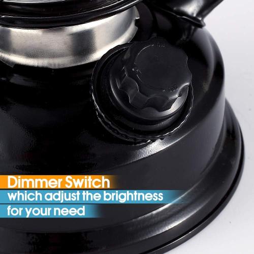 Black Vintage LED Hurricane Lantern, Warm White Battery Operated, Antique Metal Hanging With Dimmer Switch, 15 LEDs, 150 Lumen for Indoor or Outdoor Usage (Black)