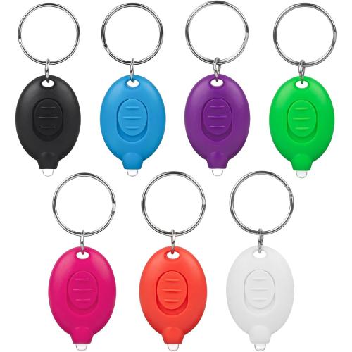 7 Pcs LED Keychain Flashlight Mini Keychain Light Ultra Bright Tiny Flashlight Small Portable Light Battery Powered with Key Ring for Outdoor Activities And Emergency Lightning, 7 Colors of Shells