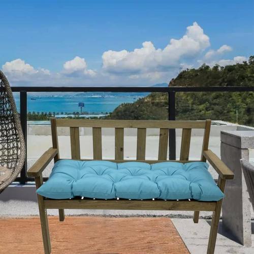 Srutirbo Indoor Outdoor Bench Cushion, Waterproof Swing Cushion Seat Chair Replacement Pads Pillow for Lounger Garden Furniture Patio Metal Wooden (Blue, 47 * 20inch)