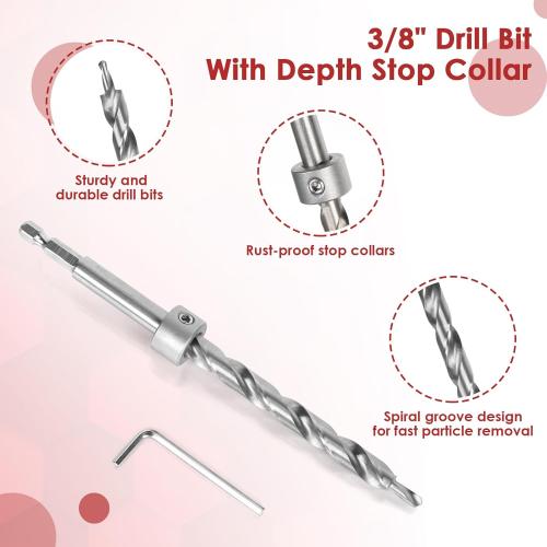 Pocket Hole Jig System Kit, Pocket Screw Jig with 11 Inch Clamp, Square Driver Bit, Hex Wrench, Depth Stop Collar, Step Drill Bit, Coarse Square Driver Screws, All In One for Joinery Work