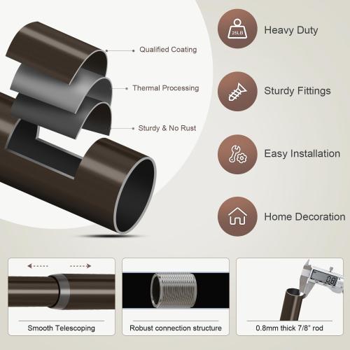 Lootkell Black Curtain Rods for Windows 48 to 84 Inches Adjustable Length Heavy Duty 7/8 Diameter Window Curtain Rod with Decorative Finials for Outdoor Farmhouse Bedroom Kitchen Living Room