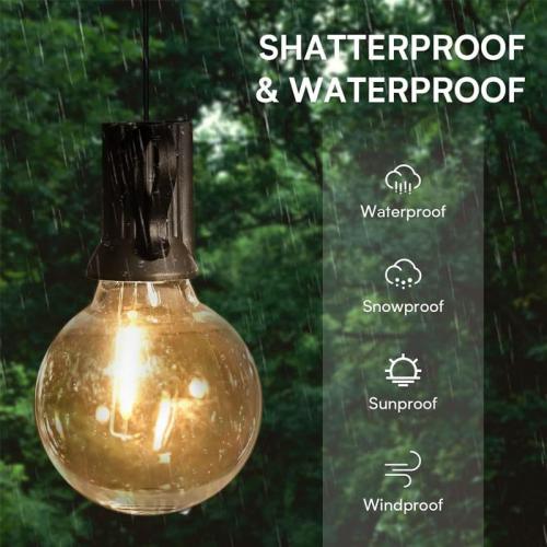 65FT LED Globe String Lights,Waterproof Hanging String Light with 30 Warm White Shatterproof G40 Bulbs(3 Spare), for Indoor/Outdoor Commercial Decor (65FT)