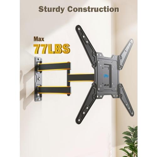 Mounting Dream UL Listed TV Wall Mount for Most 26-55 Inch TVs, Full Motion TV Mount with Perfect Center Design, Articulating Wall Mount TV Bracket Swivel and Tilt, Max VESA 400x400mm, Up to 77LBS
