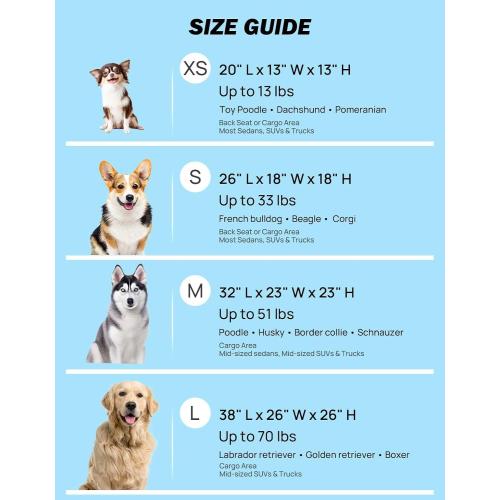 JOYTUTUS 38 Inch Collapsible Dog Crate, Steel Frame 8-Bar Foldable Soft Kennel, Portable Travel Crate for Large Dog Up to 70lbs, Oxford Cat Carrier Fit for Car Travel Indoor Outdoor