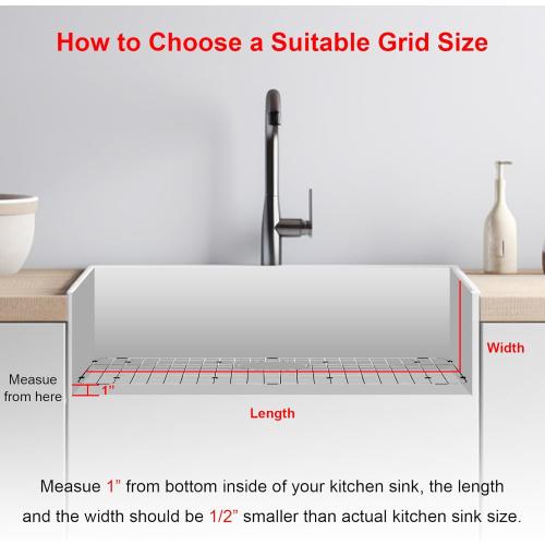 Stainless Steel Kitchen Sink Grate Grid Protectors Bottom Rack, 26 x 14-1/16 Kitchen Sink Protector Grates with Rear Drain
