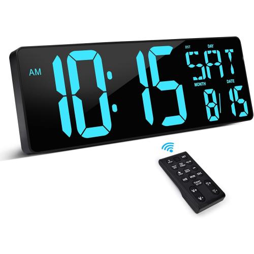 XREXS 17.2 Inch Large Digital Wall Clock with Remote Control