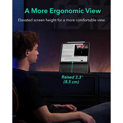ESR for iPad Pro 11 Inch Case (2022/2021/2020/2018, 4th/3rd/2nd/1st Generation), Removable Magnetic Cover, Adjustable Portrait/Landscape Stand with Raised Display View, 9 Standing Angles, Black
