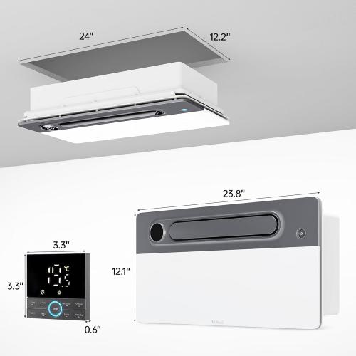 Bathroom Fan with Light Heater, Ventilation, Remote Control,Quiet Exhaust, 4-in-1 Design for Heating, Lighting, Ventilation & Air Circulation for Comfort in Any Season