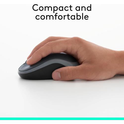 Logitech M185 Wireless Mouse, 2.4GHz with USB Mini Receiver, 12-Month Battery Life, 1000 DPI Optical Tracking, Ambidextrous PC/Mac/Laptop - Swift Grey