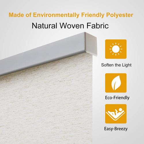 Persilux Cordless Shades for Windows, Light Filtering Roller Blinds for Windows (Cream 33 W x 72 H) Natural Woven Fabric Free-Stop Thermal Insulation Privacy Roller Window Blinds for Windows, Home