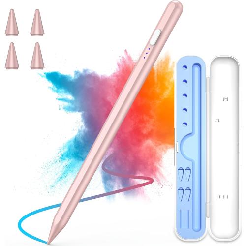 Stylus Pen for iPad 2018-2025, 15 Mins Fast Charge for Apple Pencil with Palm Rejection, Compatible with iPad 11/10/9/8/7/6, Pro M4/12.9(6/5/4/3)/11, Air M3/M2/5/4/3, Mini A17 Pro/6/5,Rose