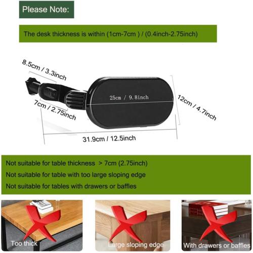 Ergonomic Desk Clamp On Tray Mouse Platform Extension Attachable Elbow Arm Rest Mouse Pad Tray Under Desk Shelf (Small Tray)