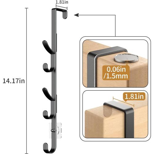 Over The Door Hooks, Metal Door Hooks for Hanging, Over The Door Purse Organizer for Door Coat Hanger, Back of Shower for Hanging Towel Rack Clothes, Hat, Bathroom, Closet (Black-2Packs)