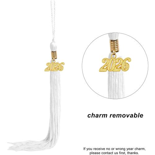 SAMDEEMI Unisex Size 42 White Adult  Matte 2026 Graduation Gown and Cap Set with Tassel for High School and College Bachelor 12 Colors