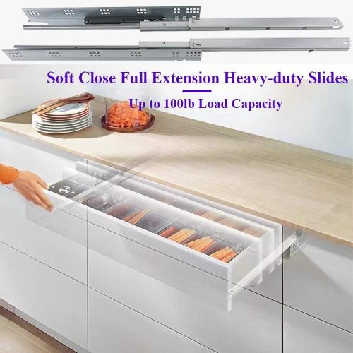 Undermount Concealed Soft Close Drawer Slides 15inch,6 Pairs Full Extension Drawer Glides Runners with Locking Device and Rear Mounting Brackets