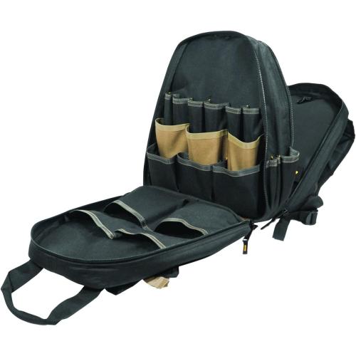 CLC Work Gear 1134 Carpenter's Tool Backpack, 44 Pockets, Padded Back Support, Black