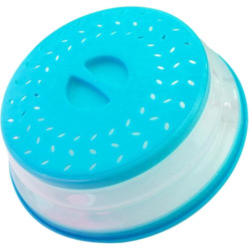 Collapsible Microwave Splatter Cover, 10.5 Inch, Microwave Plate Cover With Steam Vent (Dark blue)