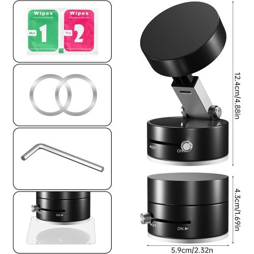 New Vacuum Magnetic Phone Holder, Suction Cup Phone Mount, Foldable Strong Magnetic Cell Phone Holder for Car/Gym/Mirror/Smooth Surface, Compatible with Magsafe iPhone