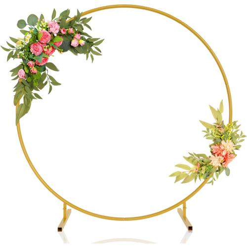Gold 7.2ft Round Backdrop Stand, Stable Balloon Arch Stand, Metal Wedding Arch Backdrop Stand Circle Backdrop Stand Frame for Wedding, Birthday Party, Baby Shower Decoration (Gold)