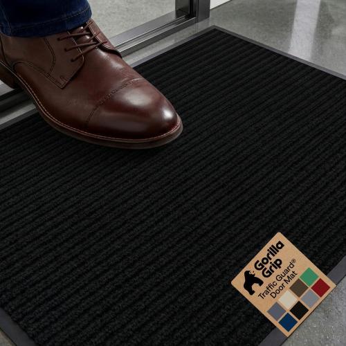 GORILLA GRIP Waterproof Traffic Guard Door Mat, Indoor and Outdoor Heavy Duty Entryway Mats, Strong Backing Commercial Utility Rugs, Office Hallway, Garage and Patio, Low Profile Runner,