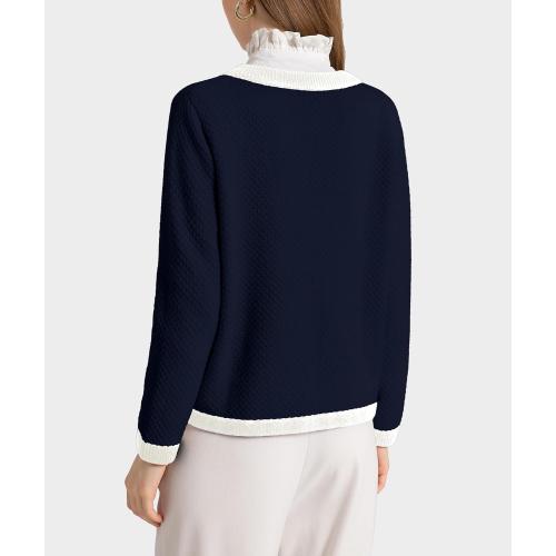 Casly Lamiit Women's Cardigan Sweaters Long Sleeve V Neck Button Down Knit Outerwear Spring Casual Open Front Cropped Jacket