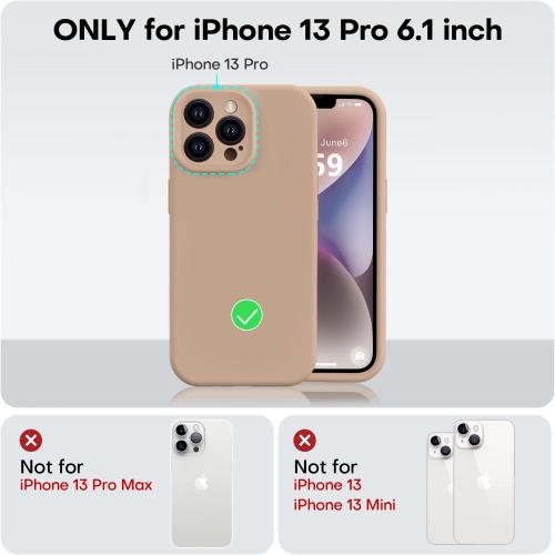 Vooii Compatible with iPhone 13 Pro Case, Liquid Silicone Upgrade [Camera Protection] [Soft Anti-Scratch Microfiber Lining] Shockproof Phone Case for iPhone 13 Pro 6.1 inch - Light Brown