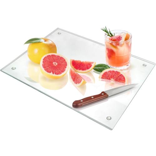 Seelenruhe Tempered Glass Cutting Board for Kitchen Counter, 12x16 inch Clear Cutting Board for Countertop, Non-Slip, Heat-Resistant, Easy to Clean, Kitchen Decoration