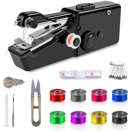 Handheld Sewing Machine, Hand Sewing Machine, Portable and Easy-to-Use, Battery and USB Operated, Ideal for Beginners and Home Use - Black