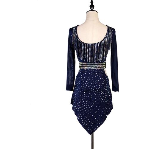 2XL V Neck Latin Competition Dresses Shiny Dancewear for Samba Rumba Women's Tube Beads Cha Cha Dancing Clothing