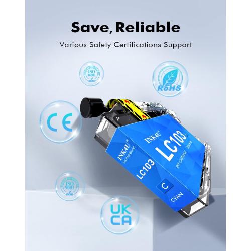 INK4U Compatible LC103 Ink Cartridges Replacement for Brother LC103XL LC101XL with MFC-J870DW MFC-J6920DW MFC-J6520DW MFC-J450DW MFC-J470DW Printer (4 Black,2 Cyan,2 Magenta,2 Yellow) 10 Combo Pack