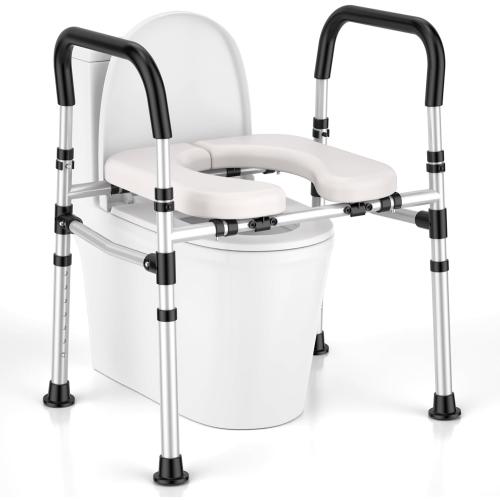 Toilet Seat Riser for Seniors, Raised Toilet Seat with Handles - FSA/HSA Eligible, Adjustable Height & Width, Supports 400 lbs - Universal Fit for Elderly, Handicap, Post-Surgery & Pregnancy