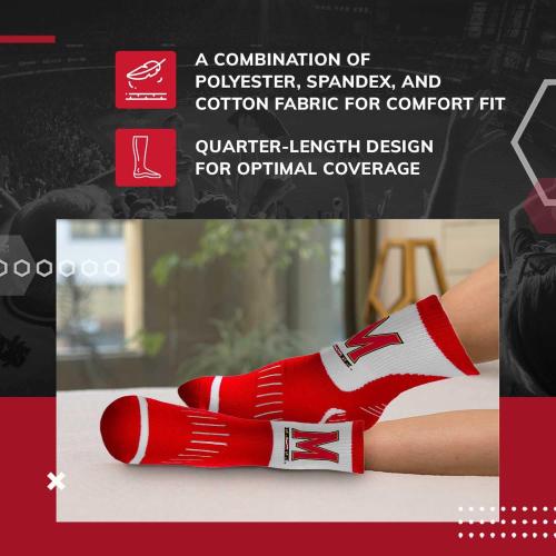 For Bare Feet Adult NCAA Surge Quarter Length Crew Socks - All Weather Performance - Men & Women - Enhance Your Team Footwear