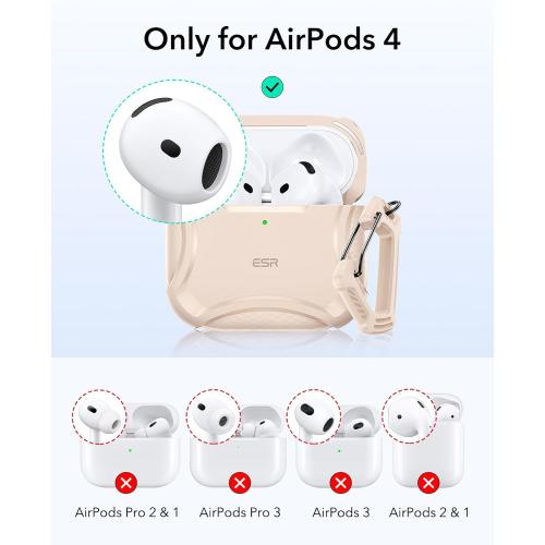 ESR for AirPods 4 Case, Compatible with AirPods 4th Generation Case (2024), Compatible with MagSafe, Powerful Drop Protection, Magnetic Lid, Cyber Series, Desert Titanium