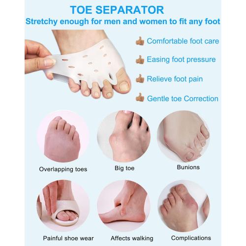 Golbylicc 4 Pairs Metatarsal Gel Pads Toe Spacers Separators to Correct Bunions, Forefoot Pads, Hammertoe Corrector Big Toe Straighteners for Women Men Foot Pain Relief